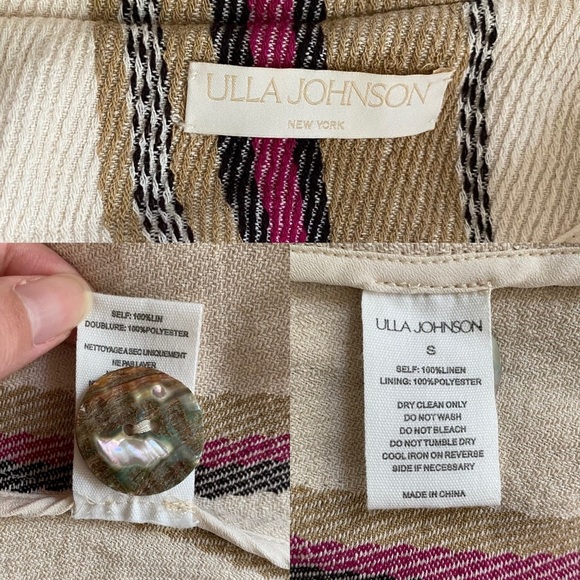 Ulla Johnson Isotta Robe Jacket Linen Striped Coat Beige Positano Small EUC - Picture 8 of 16